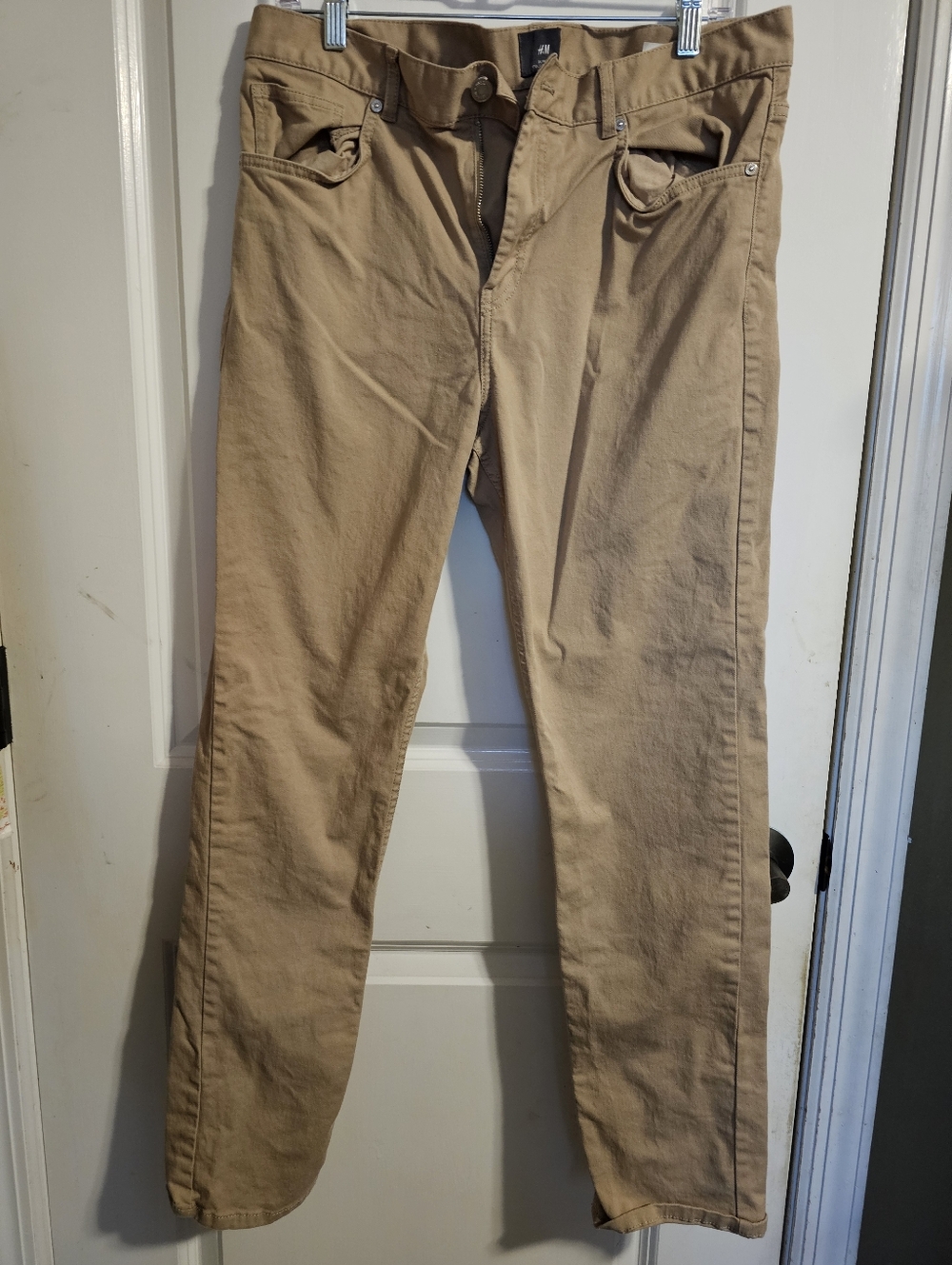 H&M Khaki Straight-Leg Pants - Classic Neutral 34X32